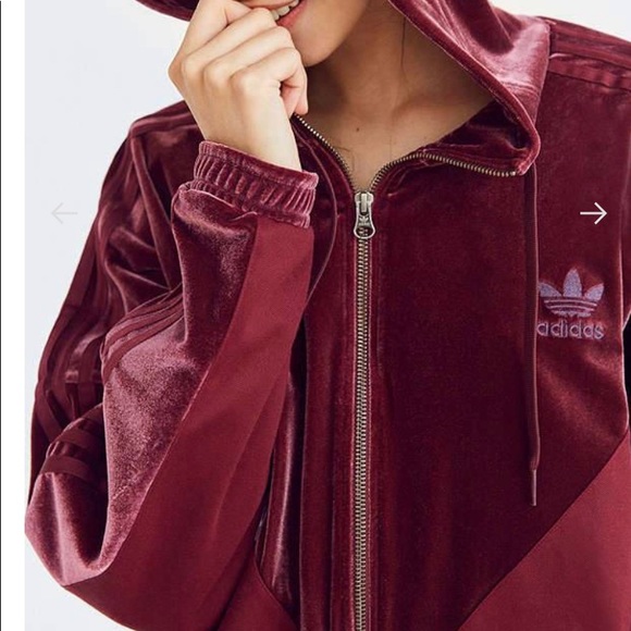 Adidas Originals Maroon Velvet Track Jacket - Picture 7 of 7